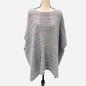 OLD NAVY HORIZONTAL CABLE KNIT GRAY BOATNECK PONCHO COTTON/RAYON SWEATER